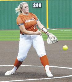 CALLIE FLETCHER EARNED the win for the Lady Hornets in their bi-district game against Washington. -- Tribune photo by Denise Squier