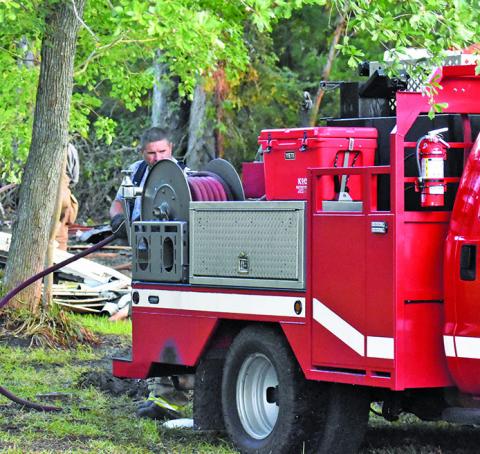 A FIREFIGHTER WORKS the scene of this fire on Friday, Aug. 15, on North Gray Street.