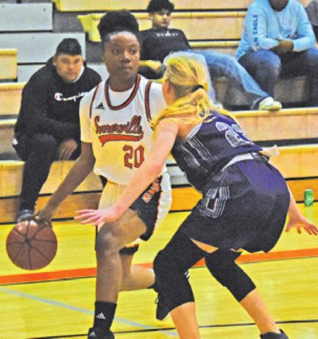 CAMIA MARTIN SCORED 12 points against Thrall to lead the Somerville offense to a 49-35 win last Friday night at home.