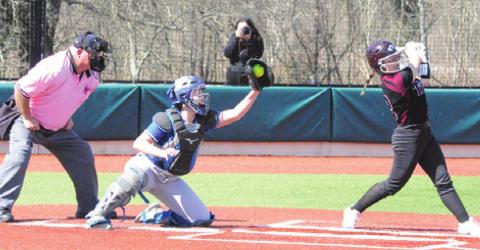 SNOOK’S JALEE BAUMANN CATCHES behind the plate during the Lady Jays’ game against the A&amp;M Consolidated JV during the Franklin Softball Tournament last week. -- Tribune photo by Denise Squier
