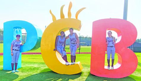 BURLESON COUNTY SOFTBALL players, Kylie Neuendorff, Emma Williams, Emma Loehr and Aubrey Flencher, recently played in the United States Fastpitch Association World Series in Panama City Beach, Florida, with the Texas Twelve 14U from College Station.