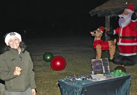 VISITORS WERE GREETED in December at the Holiday Hay Rides and Hot Chocolate Christmas at Birch Creek State Park at Lake Somerville. A good crowd attended and enjoyed the event. Tribune photo by Roy Sanders