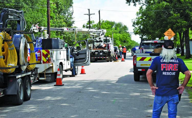 A NATURAL GAS line break Tuesday morning