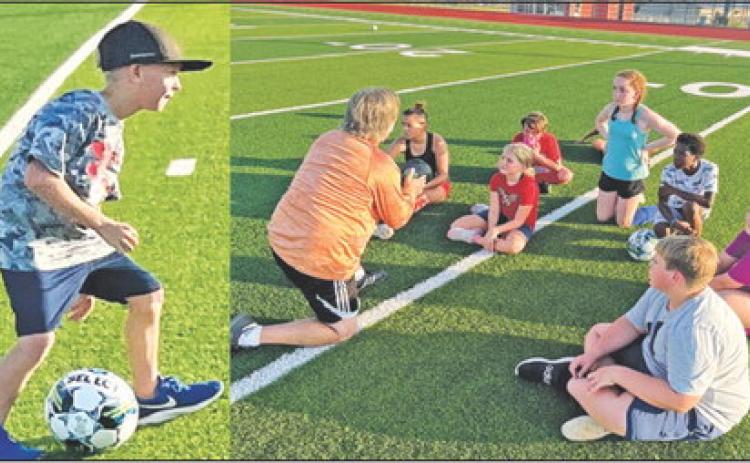 LAST WEEK, CALDWELL SOCCER coaches held a soccer camp for future Hornets and Lady Hornets at Hornet field. The kids worked with drills to hone in skills to be better players.
