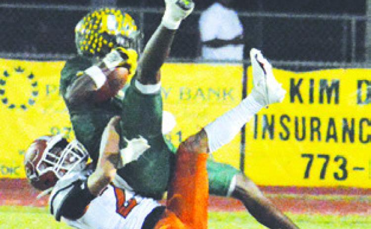 AIDAN TORRES makes a tackle against Lexington. -- Tribune photo by Kim Hutcheson