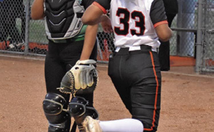 EMMA WILLIAMS crosses home plate during the Somerville-Hempstead game on Friday. Tribune photo by Roy Sanders