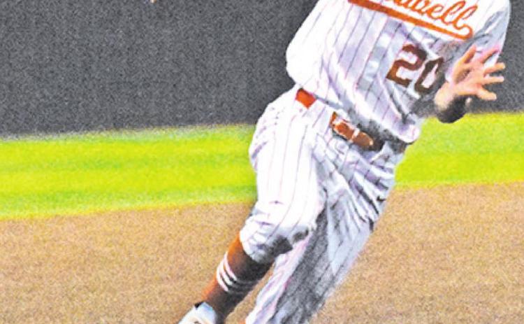 CONOR LEE of Caldwell runs for third base against Rockdale. The Hornets won 8-5.