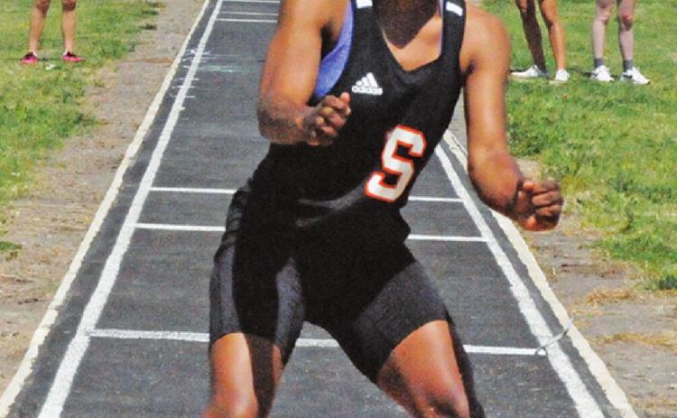 SOMERVILLE’S CAMIA Martin lands her jump during the girls’ District 26-2A long jump last week. -- Tribune photo by Denise Squier