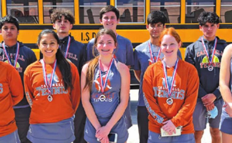 THE CALDWELL TENNIS TEAM placed third in the Class 3A &amp; Under Team Tennis Regional Tournament last weekend in Bryan. The team is scheduled to play this Thursday in Somerville.