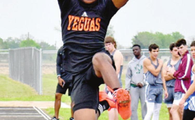 VERKOBE WOODBERRY of Somerville competes in the long jump at the district meet.