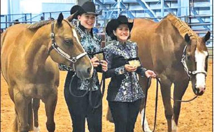 CALDWELL’S SABINE LAZO won several Senior division championships at the 2019 State 4-H Horse Show. She and her horse, The Ultimate Attitude, also were named the champion Senior Hunter Flat Horseman. She is picured with Claire Beesaw and her horse, Plain N Simple. Beesaw was named as the Champion Judged Horseman.