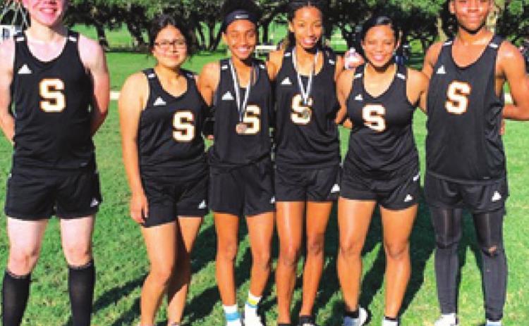 BOTH SOMERVILLE CROSS COUNTRY teams ran in the Moulton Cross Country Meet on Saturday, Sept. 12. Pictured are, from left, Jaret Pinkerton, Alondra Zamora, Ra’Maya Carter, Destiny Vela and Jazmine Jackson and Javen Henderson.