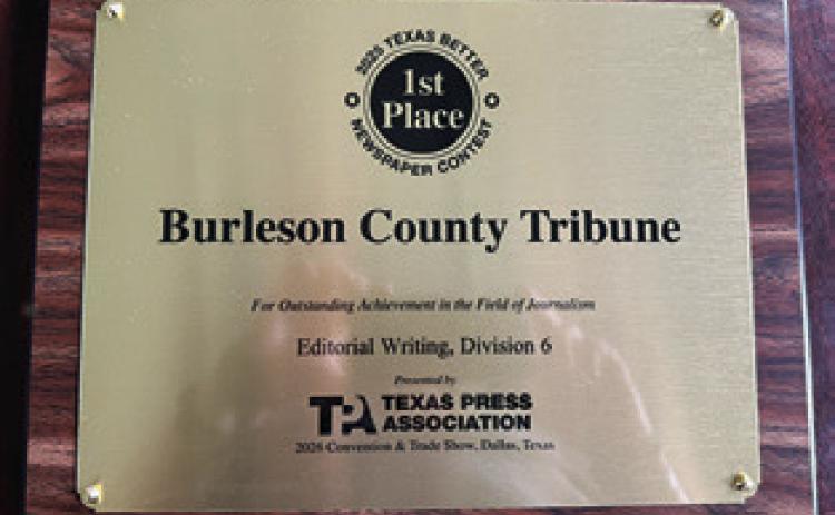 TRIBUNE MANAGING Editor Denise Squier won first place in Division 6 in the 2025 Texas Press Association’s “Better Newspaper Contest” for Editorial Writing.