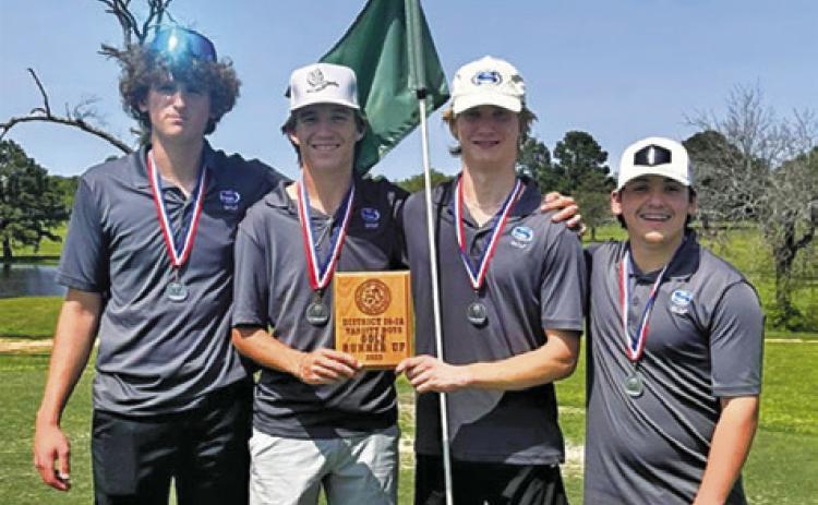 THE SNOOK BLUEJAYS Golf Team placed second at the district tournament on Monday in Franklin, earning a spot in the regional tournament on April 14-15 in Corpus Christi. Pictured from left are Brayden Macik, Brett Withem, Silas Hetland and Brandon Horn.