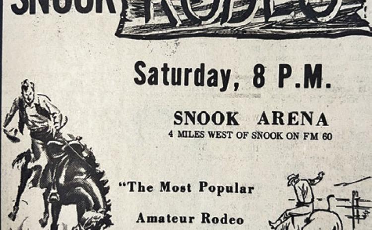 AN ADVERTISEMENT PLACED IN an April 1976 issue of the Burleson County Citizen-Tribune for the Snook Rodeo.