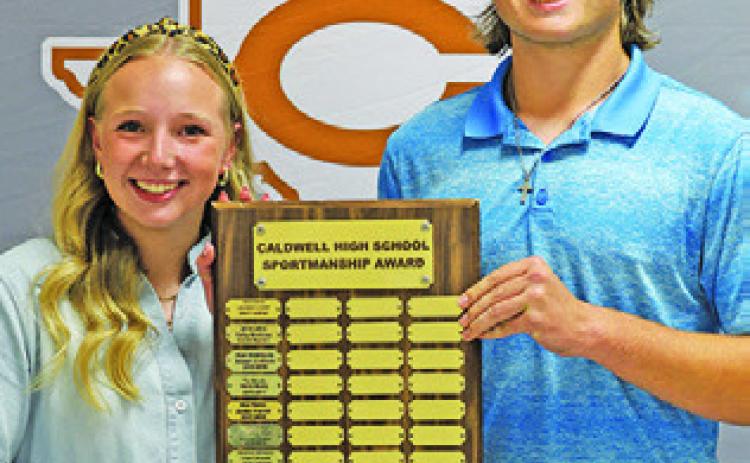 MIA WITHERWAX and Koy Macik were named the Girls and Boys Senior Sportsmanship winners at the recent Caldwell High School Spring Athletic Banquet.