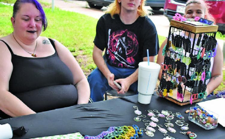 NICKY’S CRAFTY BOUTIQUE displays their products on Sunday morning, June 7, at the Somerville Farmer and Artisan Market.