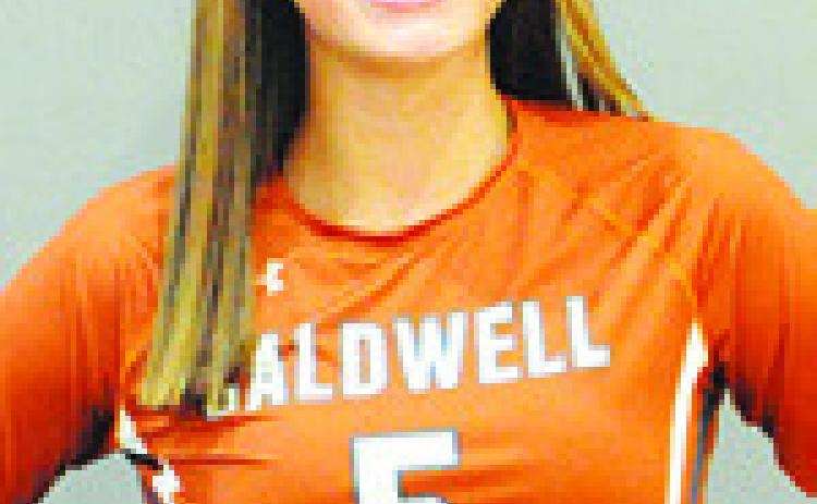 During the Lady Hornet area match against Burnet, Toney led Caldwell at the net with eight kills and two blocks.