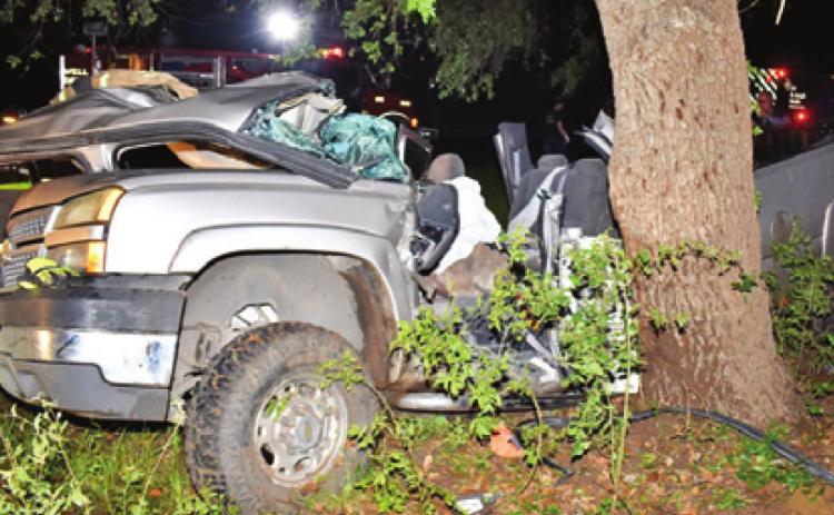 THIS CHEVROLET PICKUP was damaged on Thursday, April 29, in a collision off State Highway 21 East near Cooks Point.