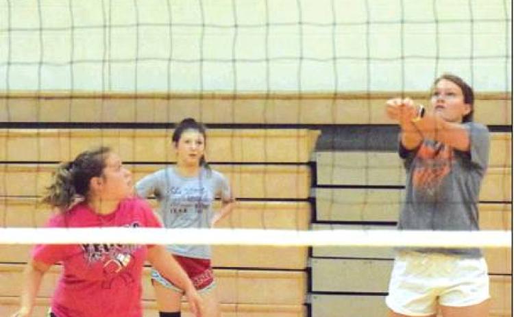 PARTICIPANTS BUMPED, SET and spiked balls during drills at this year’s Somerville Volleyball Camps. New head volleyball coach Rachael Payne held separate camps for third through sixth-graders, seventh through ninth-graders and 10th through 12th graders in June.