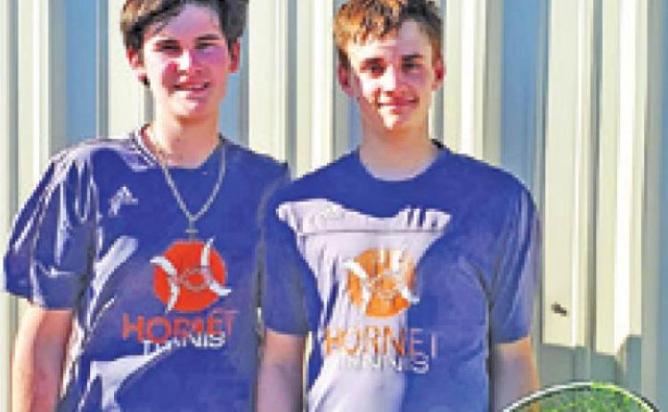 CONNOR HUGHSON and Waylon Chapman placed second in boys’ doubles at the Madisonville Mustang Invitational Number 1 last week.