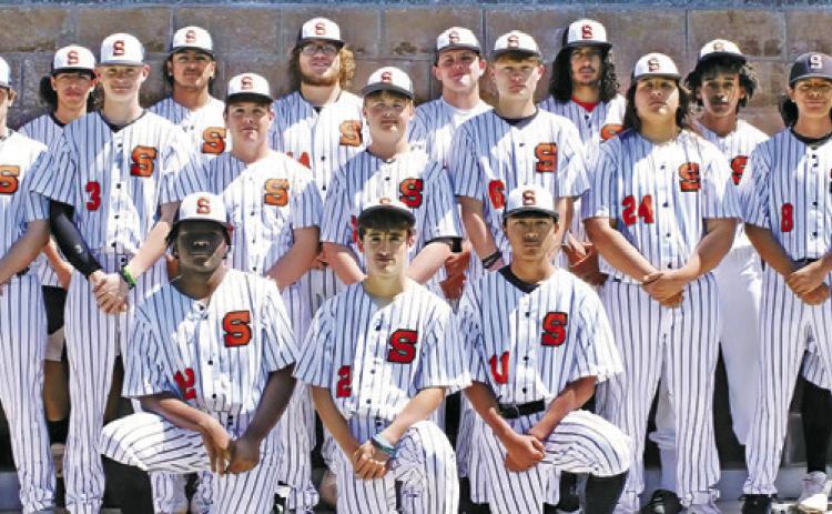 THE 2024 SOMERVILLE HIGH SCHOOL YEGUA BASEBALL team is, from left, back, Coach Michael Mullins, Roel Chavez, Victor Orozco, Canyon Surovik, Nicholas Connelly, Gardner Shivers Jr., Jeremy Vela, Jonathan Johnson, middle, Kyle Brooks, Dominic Willams, Barrett Howe, Chance Esparza, Luke Moses, Gage Tuck, Izael Garza, Christian Esqueda, Coach Ramsey Walner, front, Raijoun Shivers, Colt Holton and Caleb Leang.