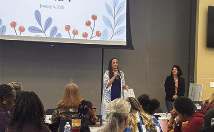 EDUCATORS ACROSS THE county had teacher inservice day(s) to start this week. Pictured is Monday’s inservice at Snook ISD.