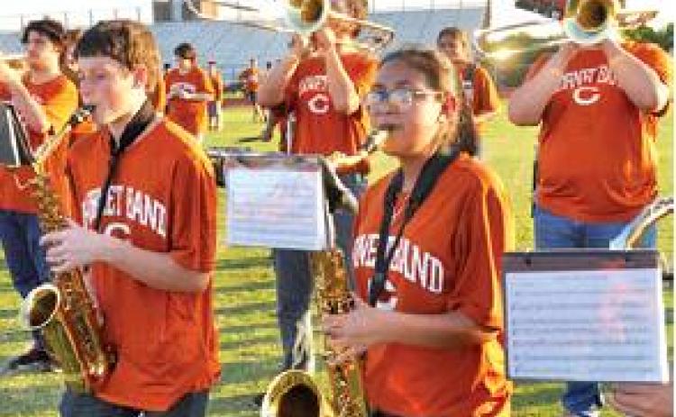 THE CALDWELL HIGH School Band performed at Meet the Hornets on Monday night, Aug. 12, before a large crowd.