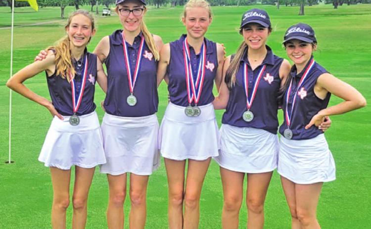 THE LADY HORNET GOLFERS include, from left, Madilyn Schneider, Alexis Zalobny, Maegan Schneider, Ciara Coker and Kate Hill. The team placed second in the regional tournament.