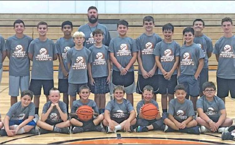 CALDWELL ISD ATHLETICS HOSTED its annual Caldwell Basketball Camp over June 17-19 in the newly renovated Hornet Gym. The camp was for incoming fifth through ninth grade boy athletes. The campers learned basketball fundamentals and skills. The camp’s director was Casey McDaniel.
