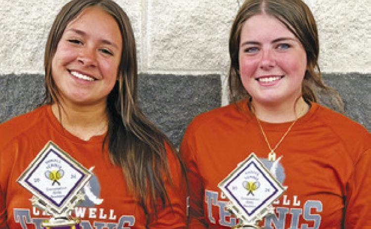 HANNARAE CLARK and Miranda Polasek were the consolation champions for girls doubles at the Thrall Invitational Varsity Tennis Tournament last week.