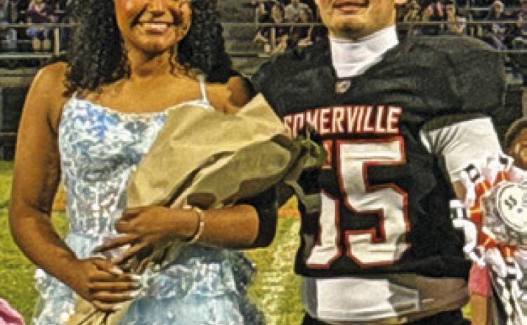 EMMA WILLIAMS and Luke Moses were named Somerville High School’s homecoming queen and king for 2026 during Friday night’s Somerville-Holland football halftime. Tribune photo by Denise Squier