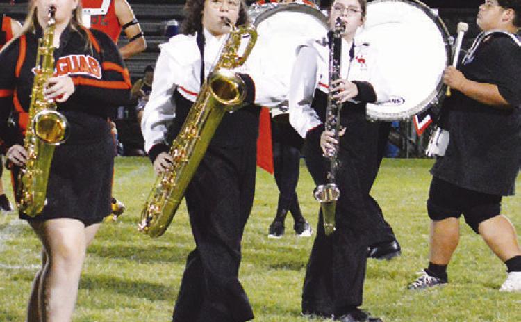 THE SOMERVILLE HIGH SCHOOL Marching Band performs at halftime of the Somerville-Louise game last Friday in Somerville.
