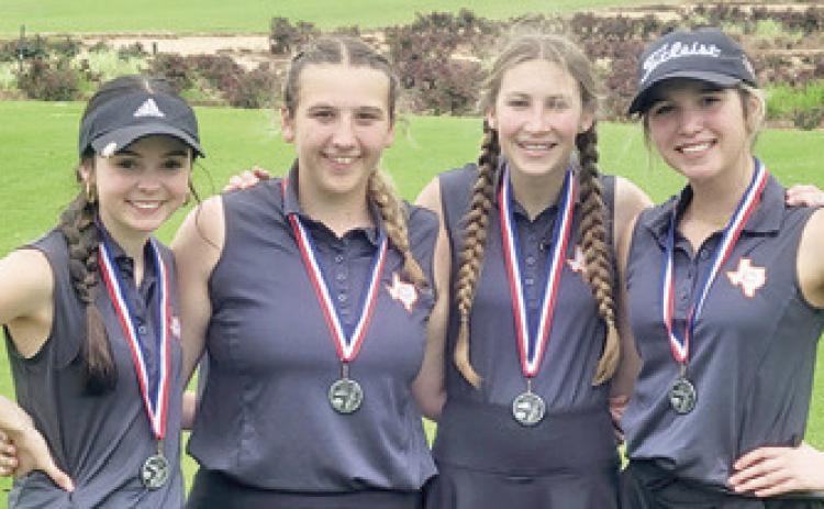 CALDWELL’S KATE HILL, Tanzley Johnson, Madilyn Schneider and Ciara Coker placed second at the Waller High School Tournament.