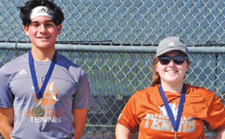 ADOLFO GAUCIN and Neva Cravens placed first in mixed doubles at the Mustang Invitational Varsity Tennis Tournament #1.