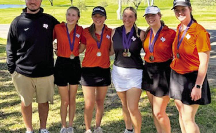 THE CALDWELL HIGH School girls team includes, from left, Coach Jacob Schaefer, Madi Schneider, Ciara Coker, Tanszley Johnson, Sarah Boniol and Alison Krueger.