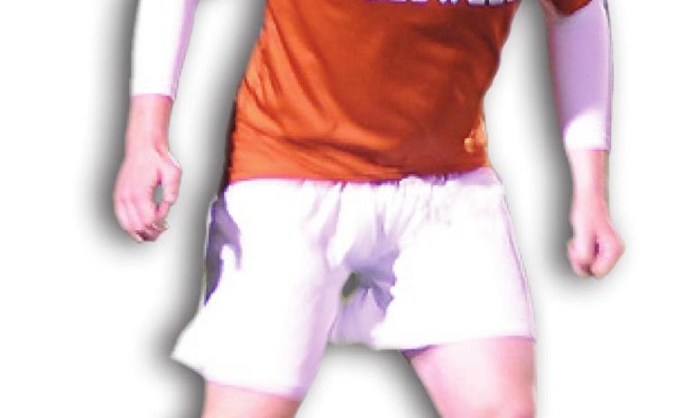 BARRET YATES prepares to kick the ball down the field during the Caldwell-Bellville game last Tuesday at Hornet Stadium.