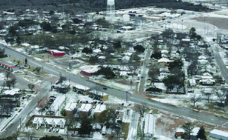 THIS PAST WEEKEND’S winter storm left the City of Caldwell and all of Burleson County under a blanket of ice. Photo courtesy of Trace Reed