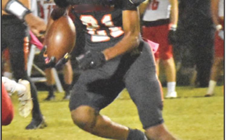 SOMERVILLE’S DOMINIC Tucker carries the ball against Burton. The Yeguas lost 71-20.