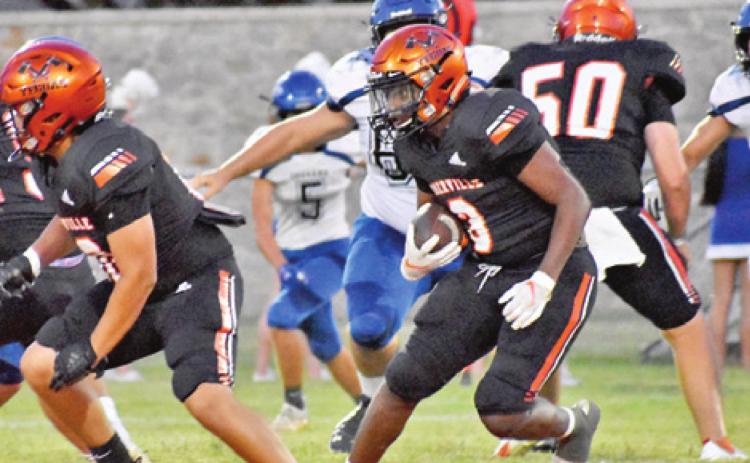 ARVIS BURNS CARRIES for Somerville against Jewett Leon.