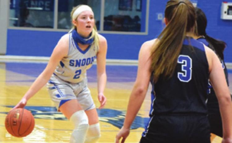 SNOOK’S JAYCIE BRISCO scored 30 points last Tuesday night against Mumford during her final home game as a Lady Jay. The seniors were honored during the game for Senior Night.