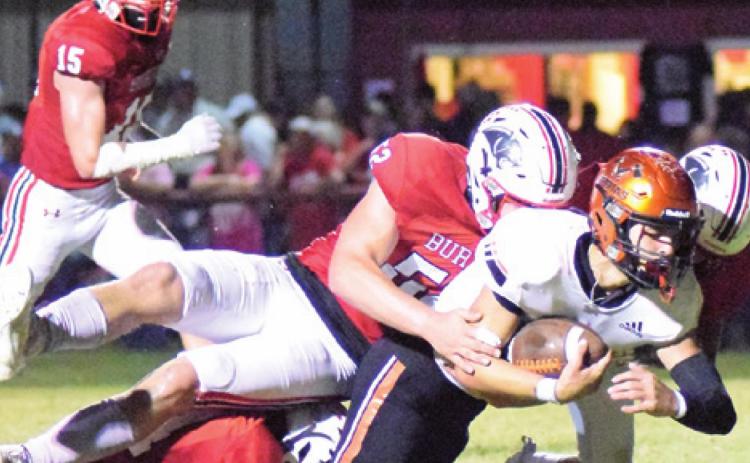 SOMERVILLE YEGUA QUARTERBACK Johnny Legg dives for extra yards near the Burton goal line during the Yeguas’ loss to the Panthers last Friday. -- Tribune photo by Denise Squier
