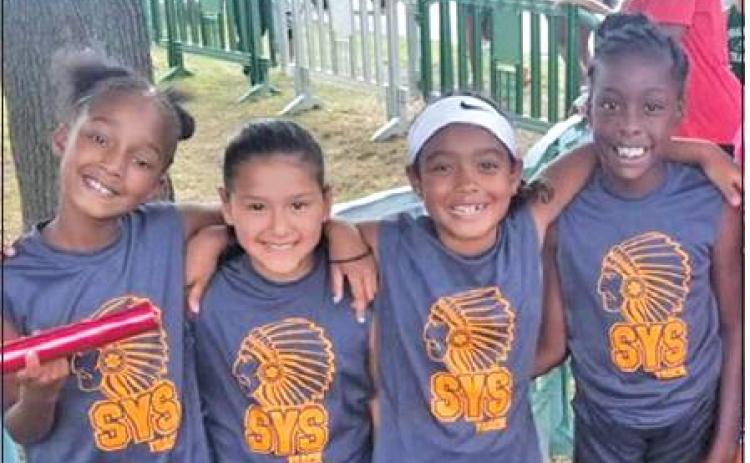 KARYS ELLIS, EMILY GARZA, Leilah Ellis and Janaya Isom represented Somerville Youth Sports, running in the girls 10 and under 4x100-meter relay at the 2019 Games of Texas, the state championship for the Texas Amateur Athletic Federation (TAAF). This was the first year Somerville has competed at this level in almost 25 years.
