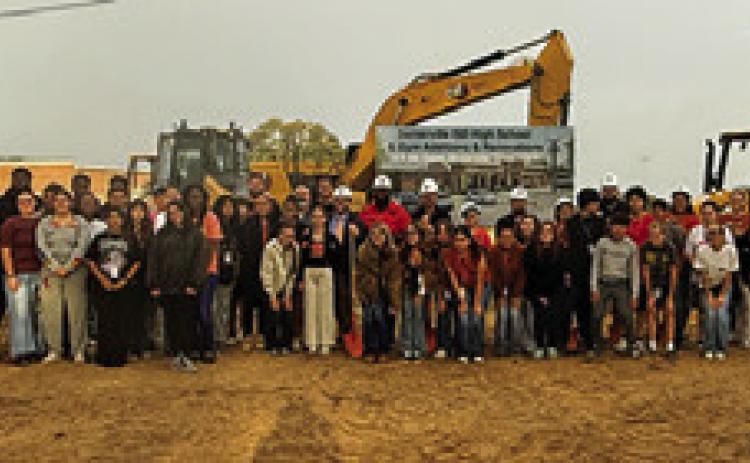 SOMERVILLE HIGH SCHOOL students, teachers and staff joined in the ground breaking celebration for the 2025 bond facility projects last Thursday morning. Tribune photo by Denise Squier