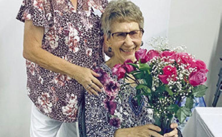 CAROLYN VON BECKMAN recently received her 30-year award for being a member of TEEA. The award was presented by Tammy Qualls-Tucker.