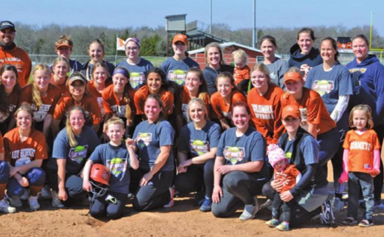 CURRENT AND FORMER LADY HORNET softball players participated in the annual Lady Hornet Alumni Softball Game this past Saturday at Lady Hornet Field.