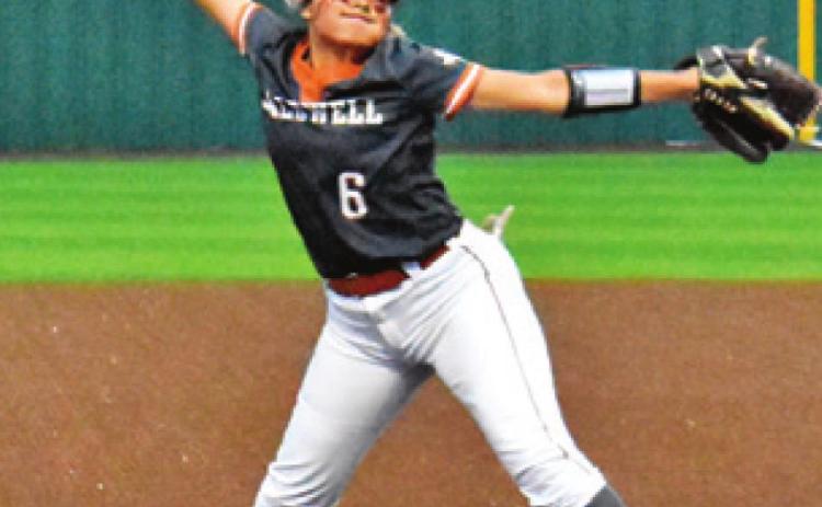CALDWELL SENIOR Mercede Rodriguez pitches against Franklin during the Lady Hornets’ bi-district playoff series in Navasota.