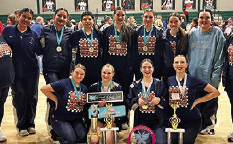 THE CALDWELL HIGH SCHOOL Honeybee Dance Team earned several top honors at the Danceline Brazos Valley Regional Competition on Feb. 7. Photo courtesy of Kara Mantey
