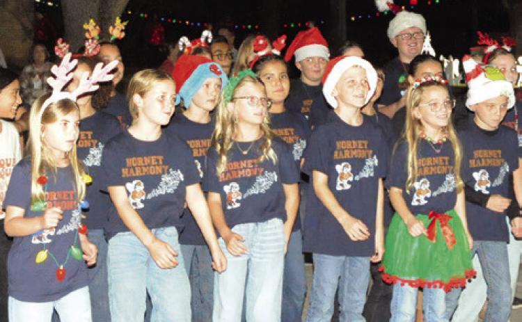 THE CALDWELL INTERMEDIATE School Choir sang for the crowd at last Friday’s “Christmas on the Square.” Tribune photo by Denise Squier